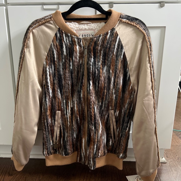 NWT BCNI Brown Sierra Striped Bomber $129 eclectic - Picture 1 of 6